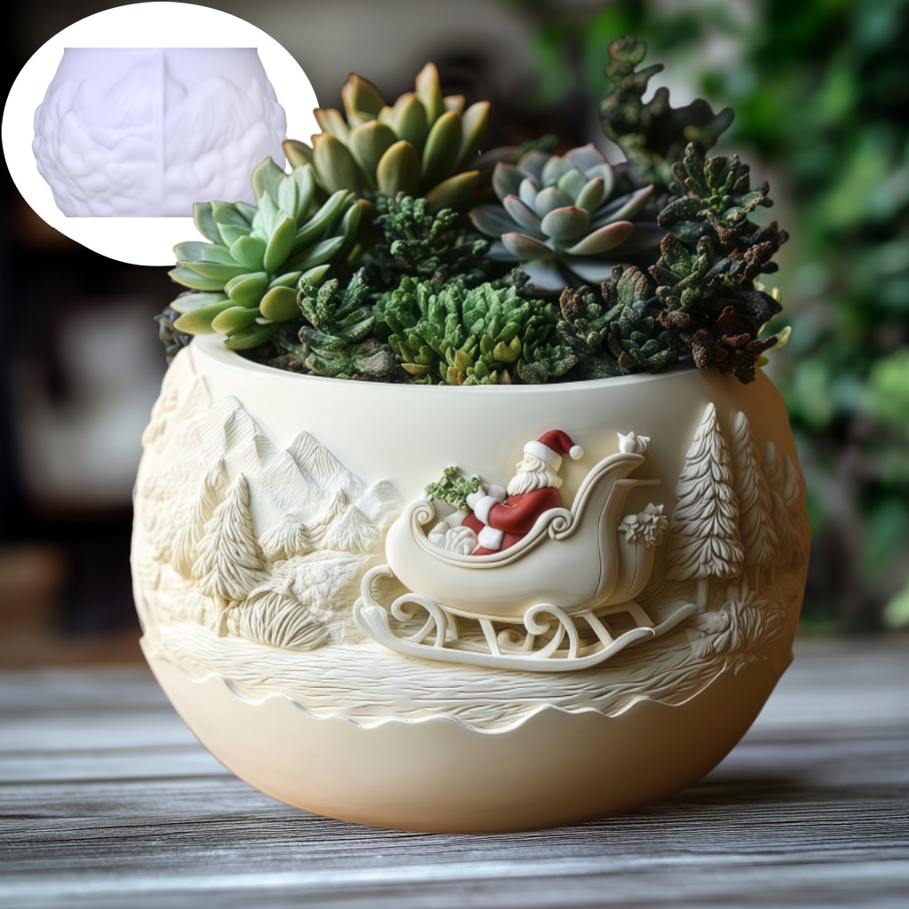 Echeveria Succulent - Trineo de cedro, vela en relieve