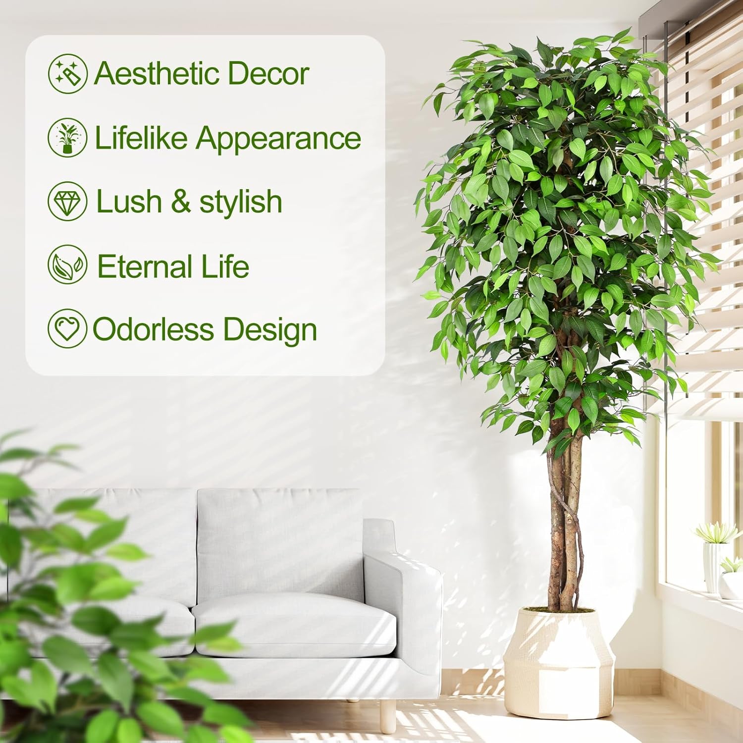 Árbol de Ficus Artificial Real - Ficus Lyrata Tree reseña y precio